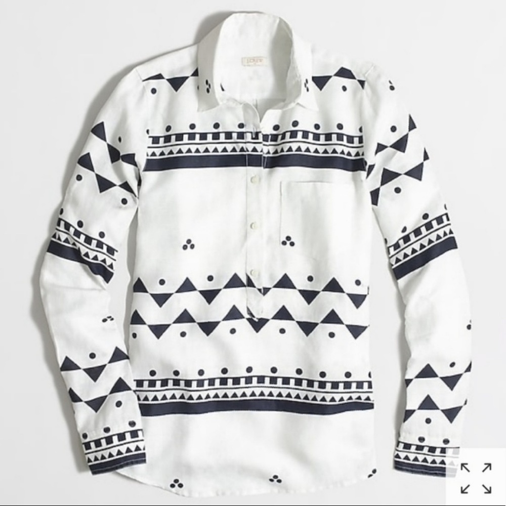 NWT J. Crew Factory Printed Linen Popover, Size M